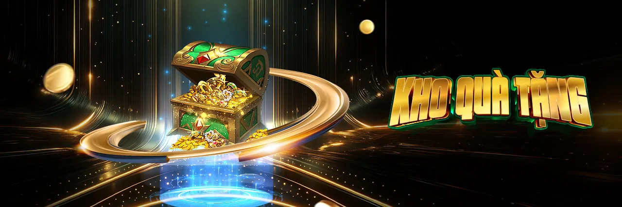 Bàn chơi Baccarat tại 33winn với các lá bài và chip cược, ánh sáng xanh lục vàng